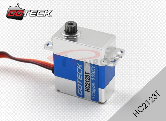 

Goteck HC2123T digital coreless dc servo motor with 3.1/3.7kg-cm torque and high voltage for Car model/Aircraft