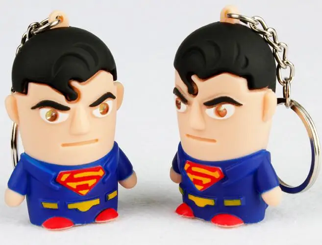 The Avengers Superman Returns LED Keychain Superhero Movie Figure key ring Sound-emitting toy pendant keyfob chain | Украшения и