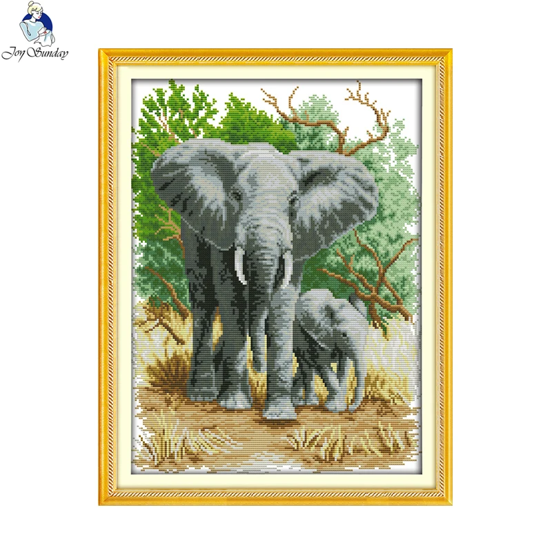Joy Sunday Набор для вышивки крестиком в виде животных слона матери и сына 14ct 11ct