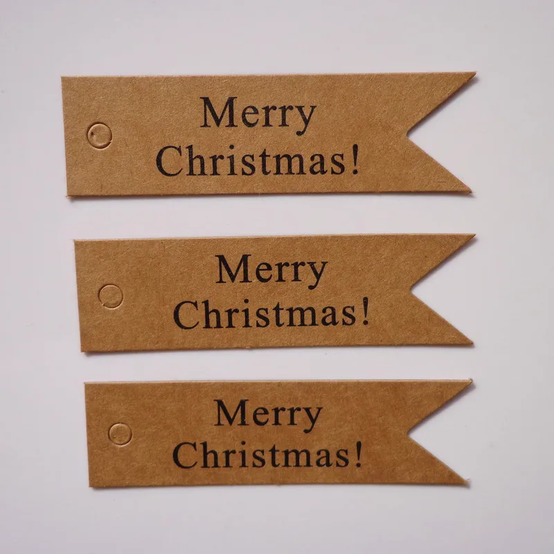 100Pcs Merry Christmas Happy New Year Hang tag Kraft Paper Xmas Ornament DIY Home Party Decorations Christmas gift tagging