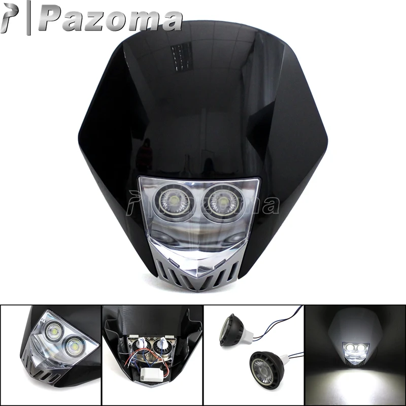 

Black Universal Motorcycle Supermoto LED Headlight MX Dirt Bike Street Bikes Headlamp for KTM Honda Yamaha Suzuki Kawasaki