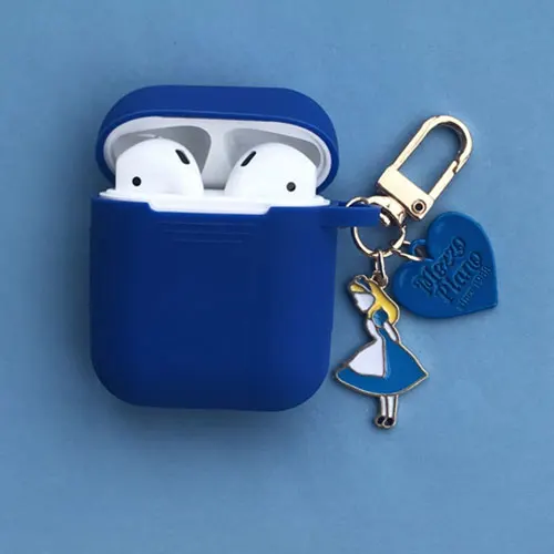 Девушка мультфильм милый силиконовый чехол для Apple аксессуары для airpods Bluetooth чехол для гарнитуры наушников коробка украшение крышка брелок - Цвет: Blue