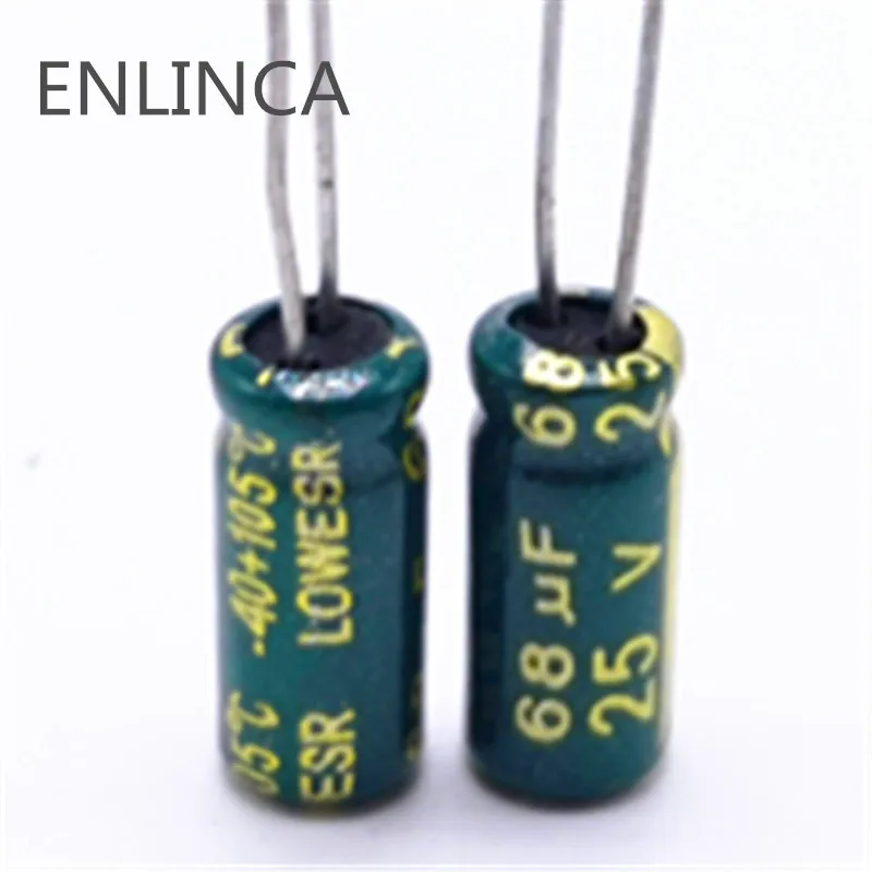 

6pcs/lot T03 25V 68UF Low ESR/Impedance high frequency aluminum electrolytic capacitor size 5*11 68UF25V 20%