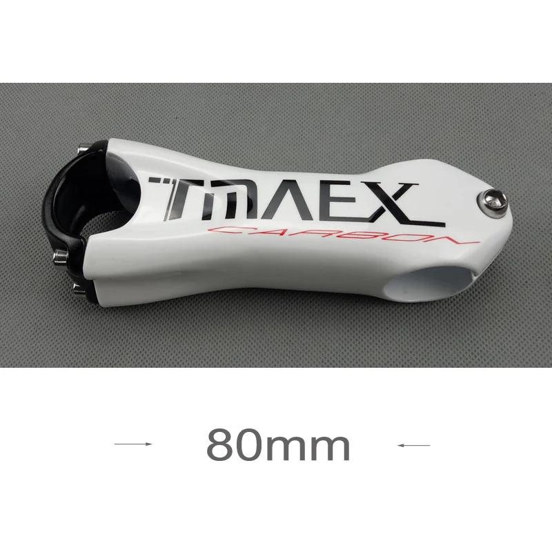 TMAEX T8000 белый глянцевое углеродное волокно вынос руля для велосипеда 31,8 мм дорожный руль для велосипеда, углеродный стержень велосипедный руль 10 градусов - Цвет: 80mm