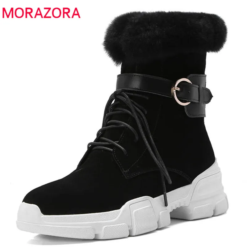 

MORAZORA 2018 new arrival ankle boots for women suede leather autumn winter boots comfortable fashion sneakers shoes woman
