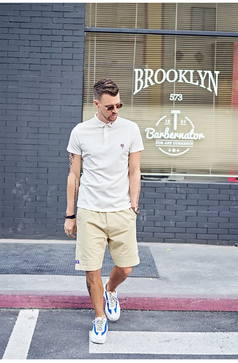 Enjeolon, новая модная рубашка поло, летняя, с коротким рукавом, одноцветная, с вышивкой, с отложным воротником, повседневная мужская футболка, 3XL, T8990