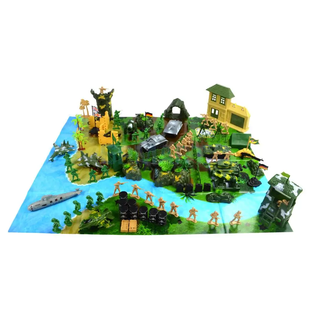 

130pcs/Set Plastic Military Playset 5cm Soldier Army Figures Playset with Assorted Accessories Model Toys For Children Boys