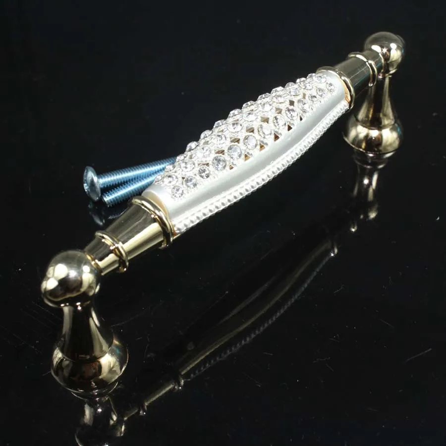 5"deluxe 24K gold furniture handles Glass diamond wine knobs Wardrobe crystal door pulls