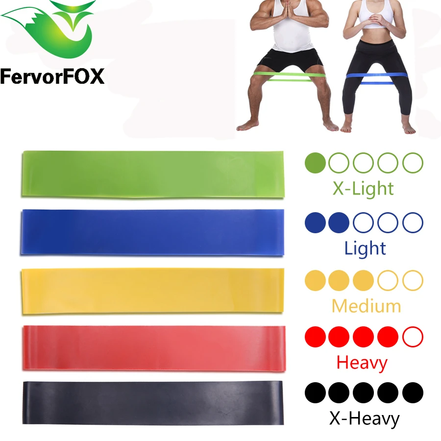 5 Colors Yoga Resistance Rubber Bands Indoor Outdoor Fitness Equipment