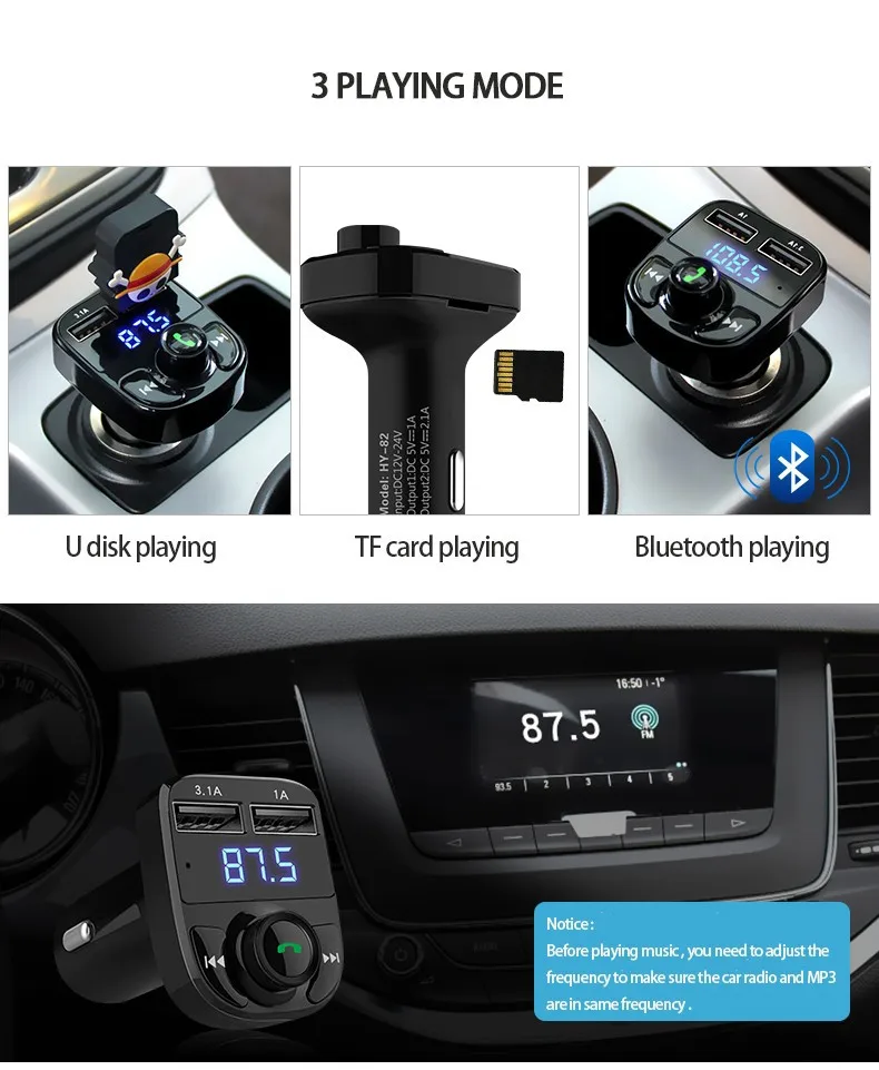 Bluetooth Handsfree автомобильный комплект fm-передатчик модулятор Автомобильный аудио MP3 плеер с 3.1A Быстрая зарядка двойной зарядное устройство usb