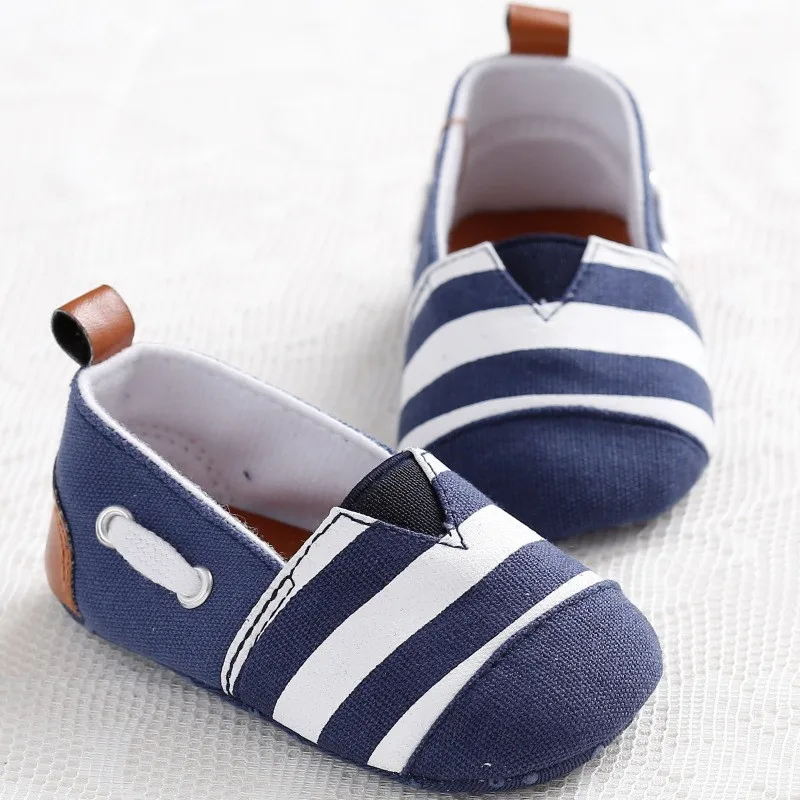 2016 Classic Leisure Handsome Newborn Baby Boys Kids First Walkers Shoes Infant Babe Crib Soft Bottom Striped Loafer Shoes