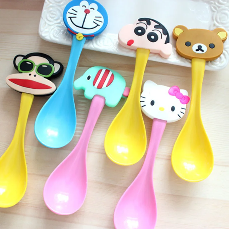 

Keythemelife 1pcs Silicon Cute Cartoon Bear Children Kids Dinner Set Baby Spoon for Tableware CF