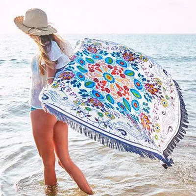 

Indian Mandala Bohemia Tapestry Wall Hanging Happy Sunshine Lotus Printed Beach Throw Mat Tasse Mat Table Cloth Bikini Cover Up