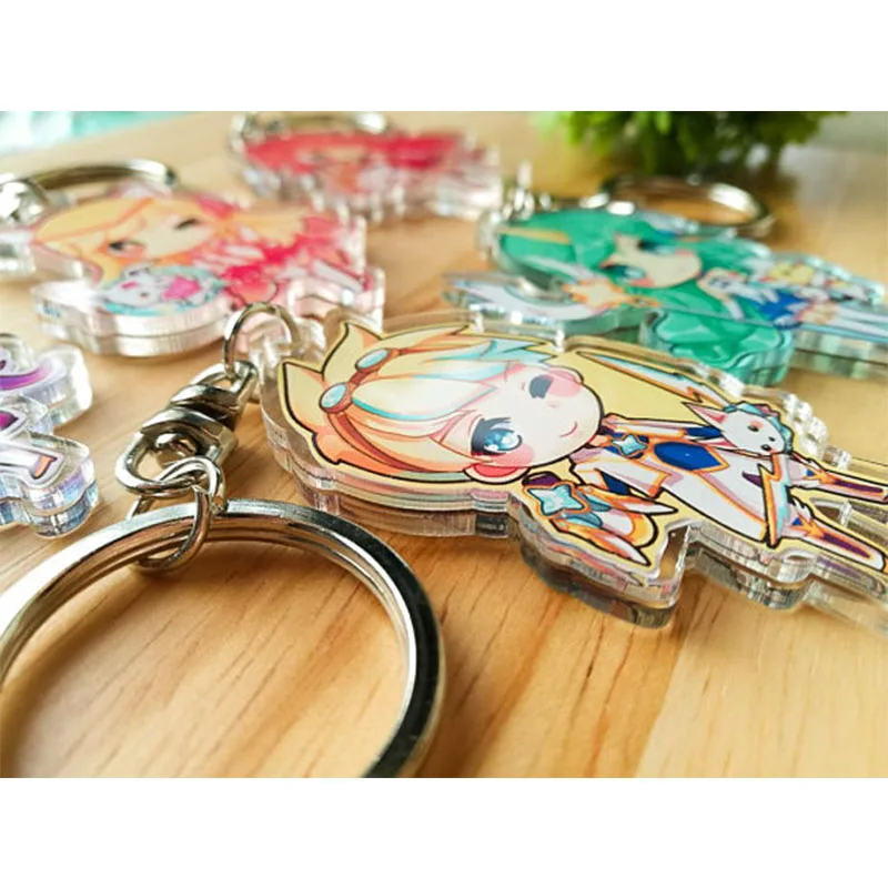 1pc custom clear keychain acrylic badge holder personalized any shape anime charms keychain tag  (31)