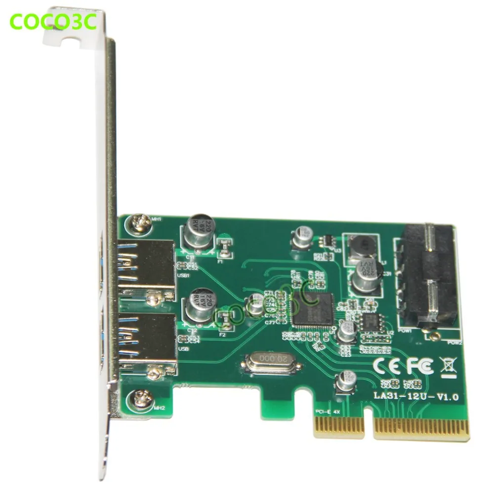 Free Shipping Superspeed 10Gbps 2 ports USB 3.1 Type-A PCI-e Controller Card  PCI Express 4x to USB3.1 Converter Adapter (4)