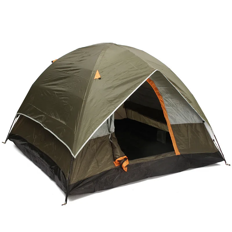 

Army green Camping 4 Persons Camping Tent Sunshade Double Waterproof Windproof Anti-UV Sun Shelter Canopy Outdoor Hiking Tent