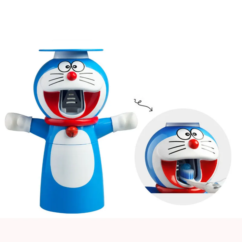 

Cartoon Doraemon Automatic Toothpaste Dispenser Squeezer Wall Mount Stand Bathroom Cute Toothbrush Holder Dust-proof Cup