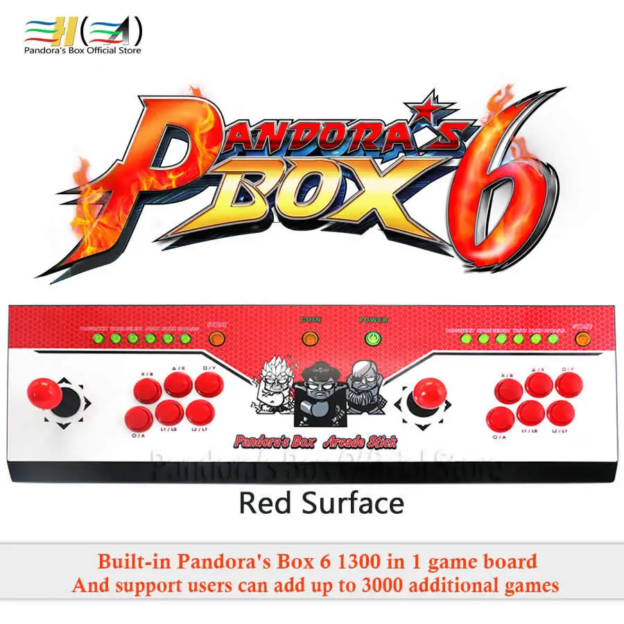 Pandora's box 6 1300 в 1 игры игровой автомат usb Джойстик Аркада пуговицы со светом 2 игроков управление машины pandora box HD