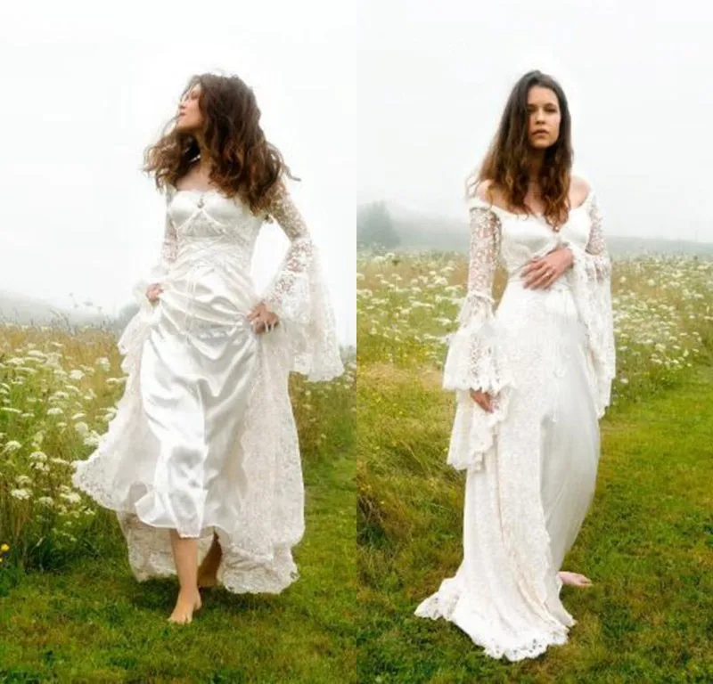 Simple Ofertas Floor Length White Lace Fit and Flare