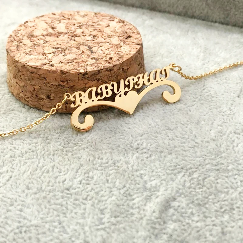 custom heart tail name necklace