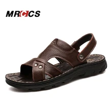 MRCCS/многофункциональные мужские сандалии из натуральной кожи; пляжные шлепанцы; летняя Мягкая дышащая Массажная повседневная обувь на толстой подошве;