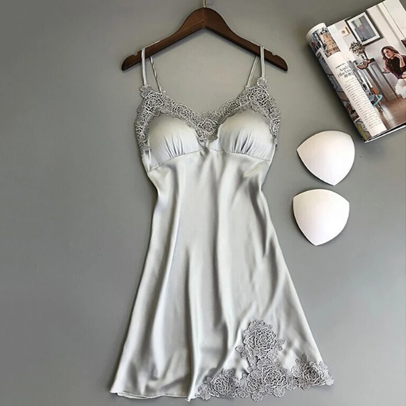 Для женщин ночные рубашки для девочек сексуальное ночное кружевное лоскутное платье с Camisola белье Ночная рубашка для свадебных торжеств; шелковое платье; одежда для сна Ночная одежда