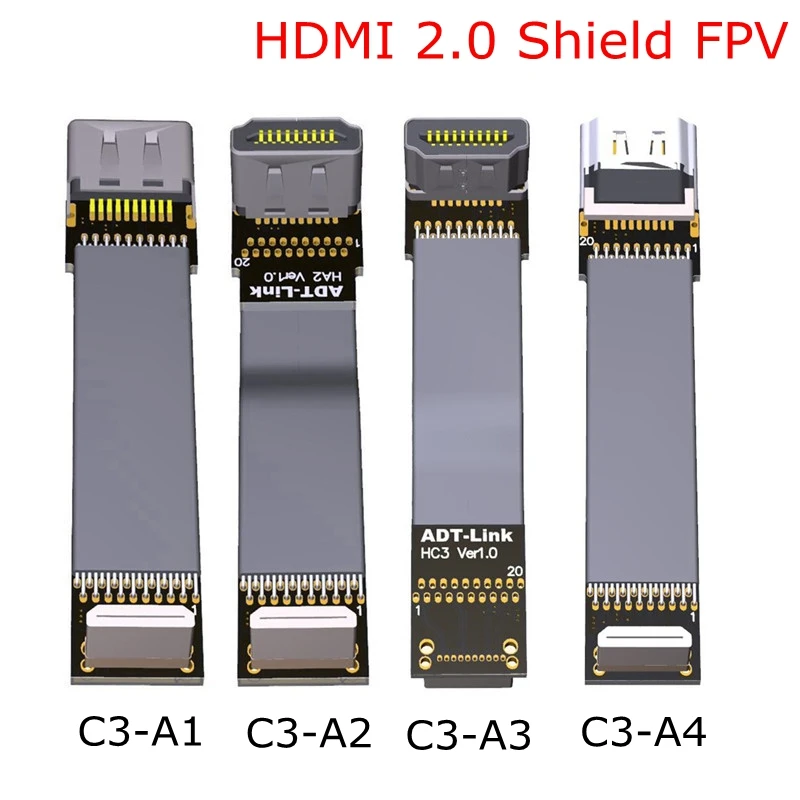 C3-A FPV Mini HDMI вниз угловой к 2 0 Тип A вверх колено мужской женский 20pin 4K 60 Гц HD плоский