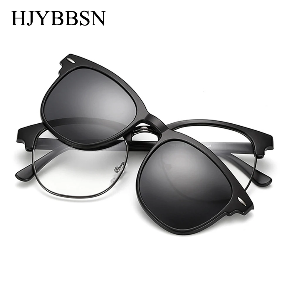 

HJYBBSN Clip on Sunglasses clip on glasses half frame Men Women mirror clip Sun Glasses Night Vision Driving sunglasses for men