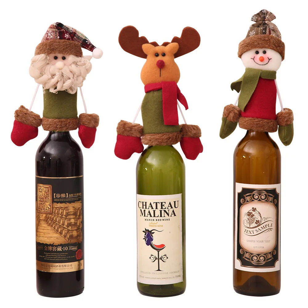 1pcs Red Santa Hat Wine Bottle Wrap 