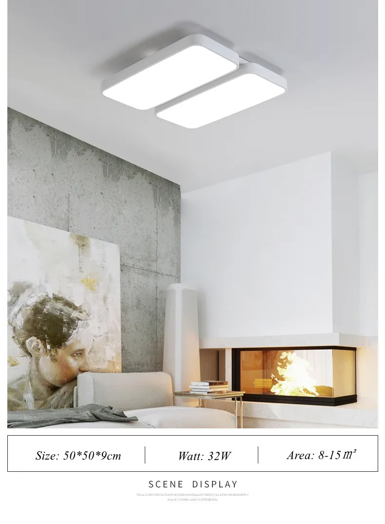 White Black LED Ceiling Chandelier With Remote Control Living Room Ceiling For The Hall Modern Ceiling Lamp Square Led Lamp 6