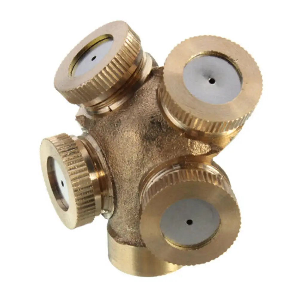 1pc 4 Point Misting Nozzles Garden Watering Irrigation Fitting Hose Sprinkler  Nozzle 180 Degree Sprayer Copper Nozzle