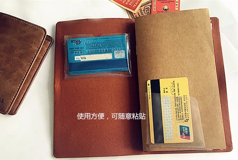 Лидер продаж; ПВХ наклейки-кармашки карты сумка для пояса из натуральной кожи тетрадь коровьей дневник спираль Multifuntional хранения