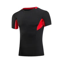 Yuerlian высокая эластичная Мужская Спортивная Футболка удобные быстросохнущие с коротким рукавом спортивные тренировочные утягивающие футболки