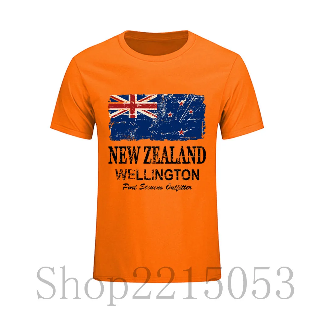 Custom Printed T Shirt Hombre New Zealand Flag Vintage Look Short