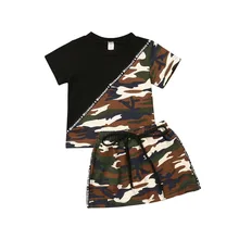 Новая камуфляжная одежда для маленьких девочек, футболка, шорты