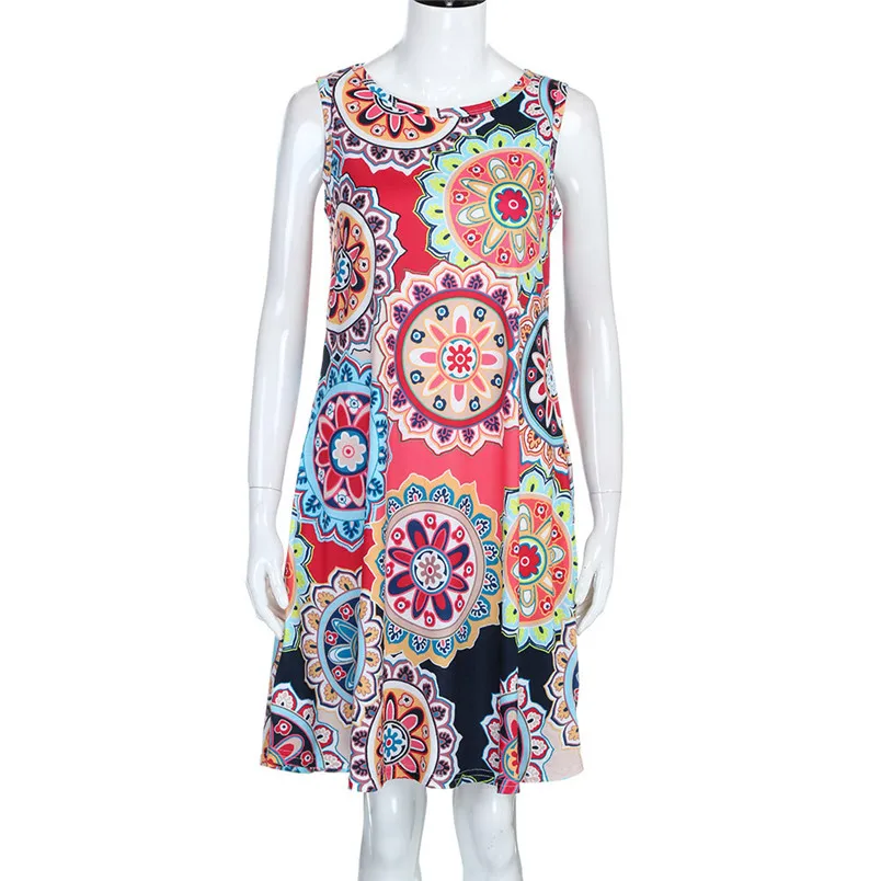 women dress summer 2018 of sleeveless and mini beach dress famele flower print fashion daily casual dropshipping 40AT214