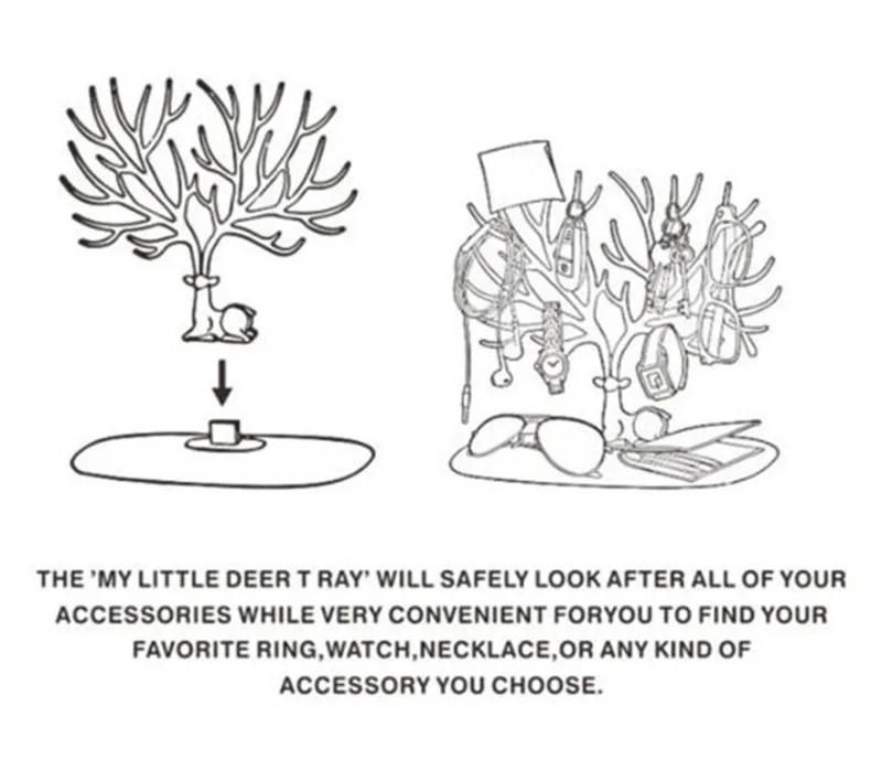 Маленькие серьги с оленями ожерелье кольцо ювелирные браслеты и кулоны Дисплей Стенд лоток дерево хранения стойки Органайзер держатель 25*15*22 см