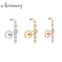 Moonmory серьги из стерлингового серебра 925 пробы Серьги-клипсы Epoque букле D серьги Oreille с прозрачным CZ для европейских женщин