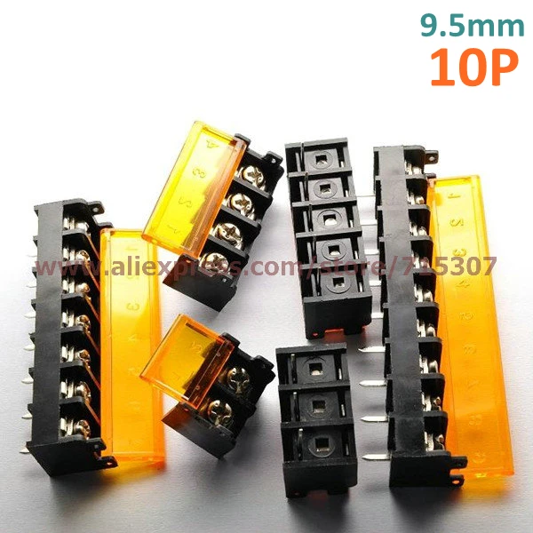 

PHISCALE 5 pcs barrier terminal block with cover 9.5mm 10pin 300V 30A