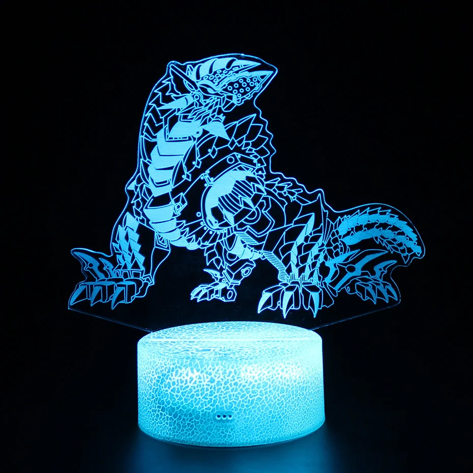 Детские светодиодные фонари игрушки динозавр RGB цвет USB лампа подарки 3d ночник Иллюзия Монстр Охотник Монстры фигура дракона лампа