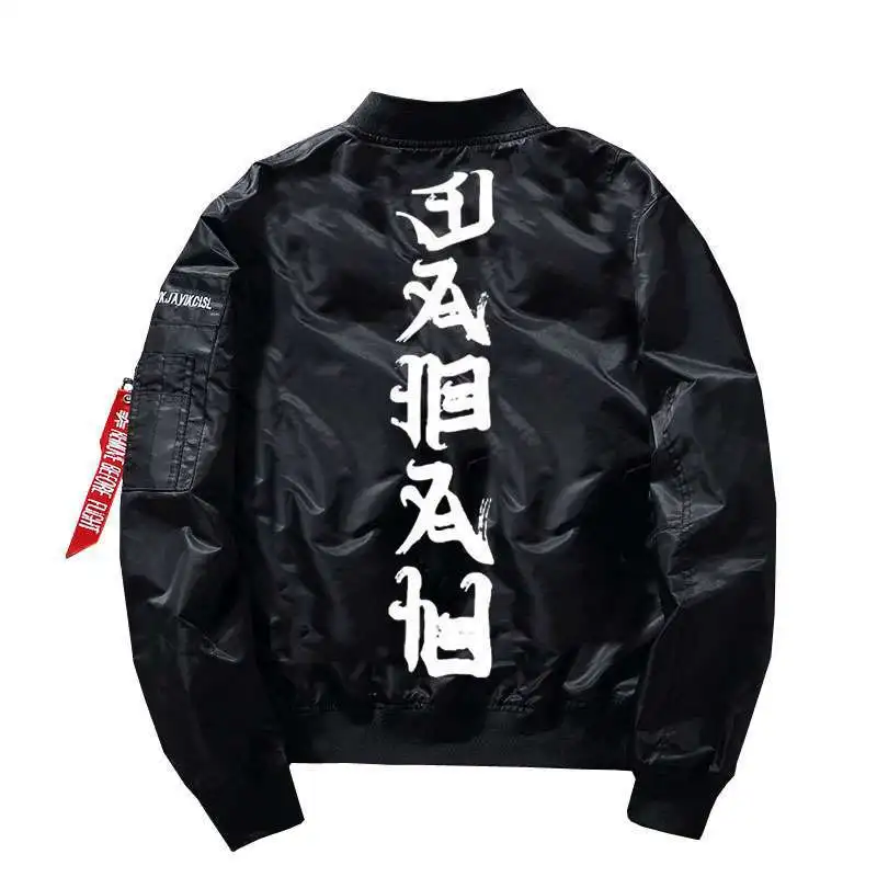 Spring Autumn 2018 Hip Hop Style Bomber Jacket Men Black Thin Ahriman