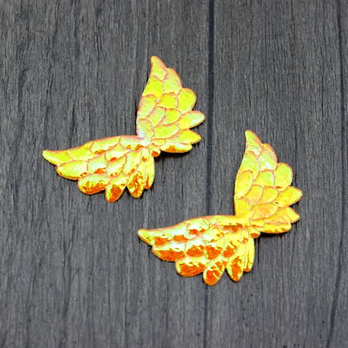 50 шт. разноцветные переливающиеся тканевые Крылья Ангела 35 мм двухсторонние блестящие аппликации в виде крыльев Ангела кукольные крылья для скрапбукинга патчи - Цвет: Orange