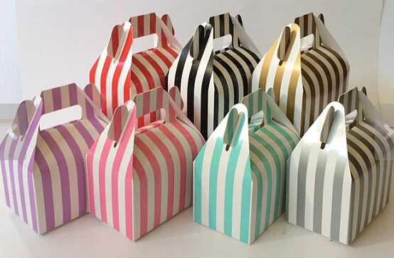 

24 Stripe Wedding Gift Boxes -red black pink blue gold silver green purple...Stripe party favor candy buffet table favour boxes