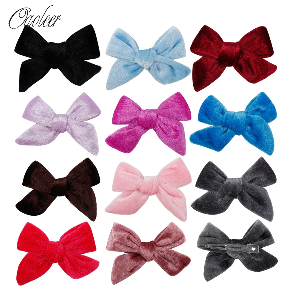 Oaoleer Hair Accessories Hair Bows for Girls Velvet Hair Clips for Kids