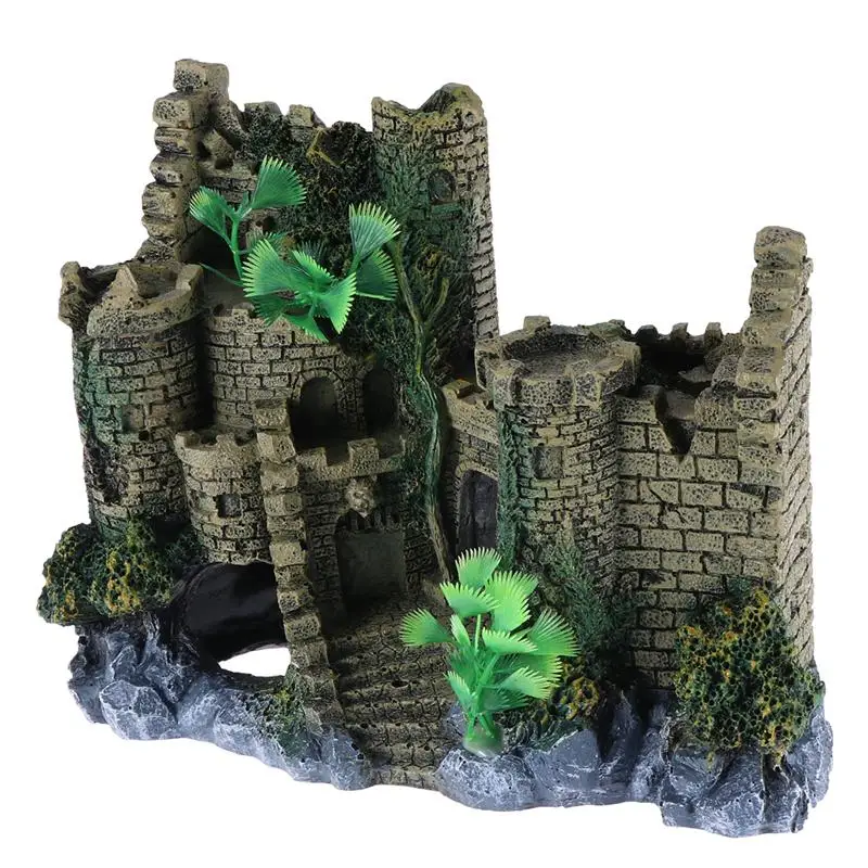

1PC Aquarium Decor Ancient City Wall Resin Decorative Non Toxic Safe Landscape Fish Tank Figurines Miniatures Decoration Craft
