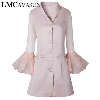 

LMCAVASUN Female Blazer 2019 autumn winter new style woman clothes Trumpet sleeves Temperament Slim Flounced OL Suit Lady coat