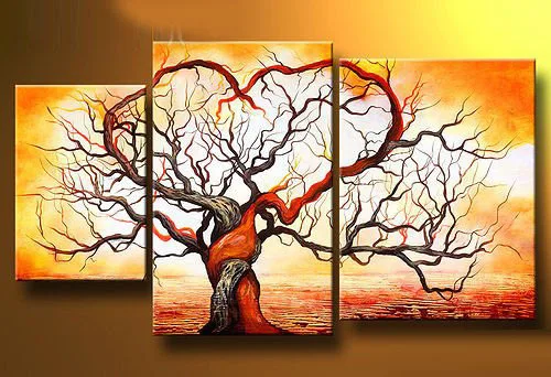 3 Panel Hand Painted Yellow Ocean Tree Home Modern Abstract Paintings On Canvas Famous Fine 3 Panel Hand Painted Yellow Ocean Tree Home Modern Abstract Paintings On Canvas Famous Fine