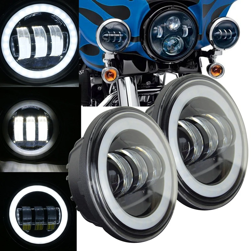 2pcs 7inch Car LED Halo Projector Daymaker Headlight DRL 4Passing Fog Light for Harley
