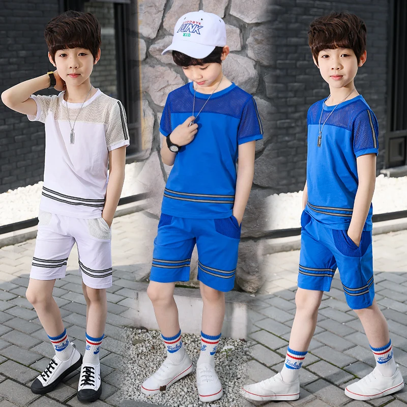ملابس الأطفال الصبي الصيف دعوى 2019 جديد الصبي الملابس الرياضية كبيرة الأطفال الأطفال الصيف قصيرة الأكمام المد