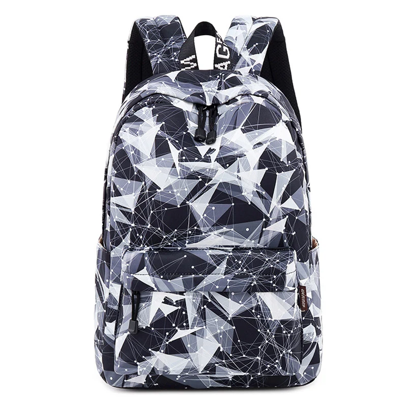 

Fashion Waterproof Preppy Style Women Backpack Geometric Pattern Printing Large Capacity Female Trip School Backpack for Girl